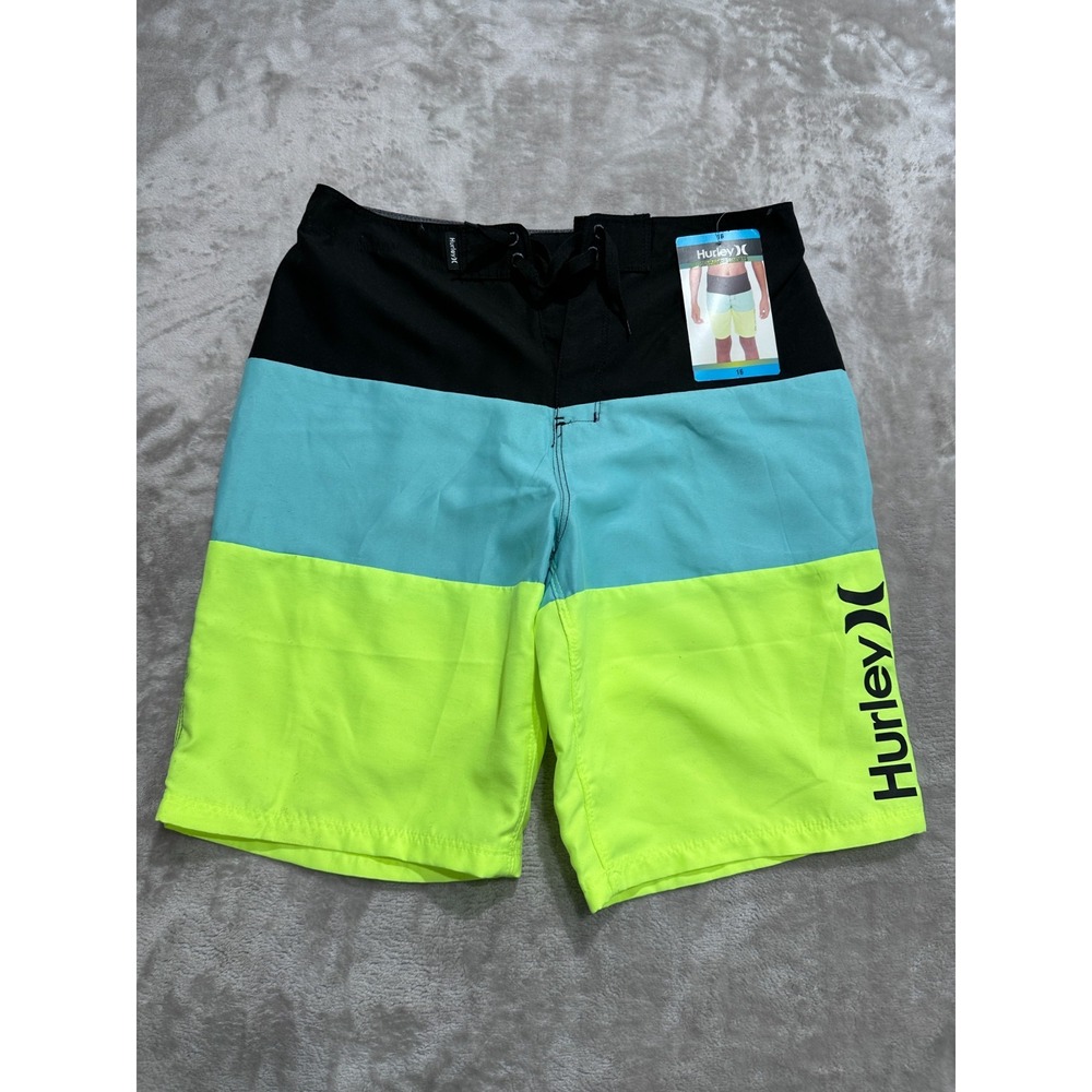 Hurley Swim Board Shorts Boys Size 16 Multicolor Surf Beach Rear Pocket NWT